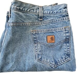 Carhartt Mens Relaxed Fit Jeans Light Wash Blue 42x30 Workwear‎ Denim B460 LVB